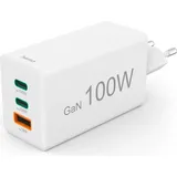 Hama Mini-qc+pd+gan-usb-a-und Usb-c-wandladegerät 100w - White