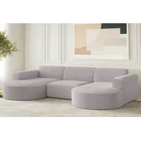 Fun Möbel Wohnlandschaft U-Form Sofa PALMA in Stoff Ascot Rose - Rosa