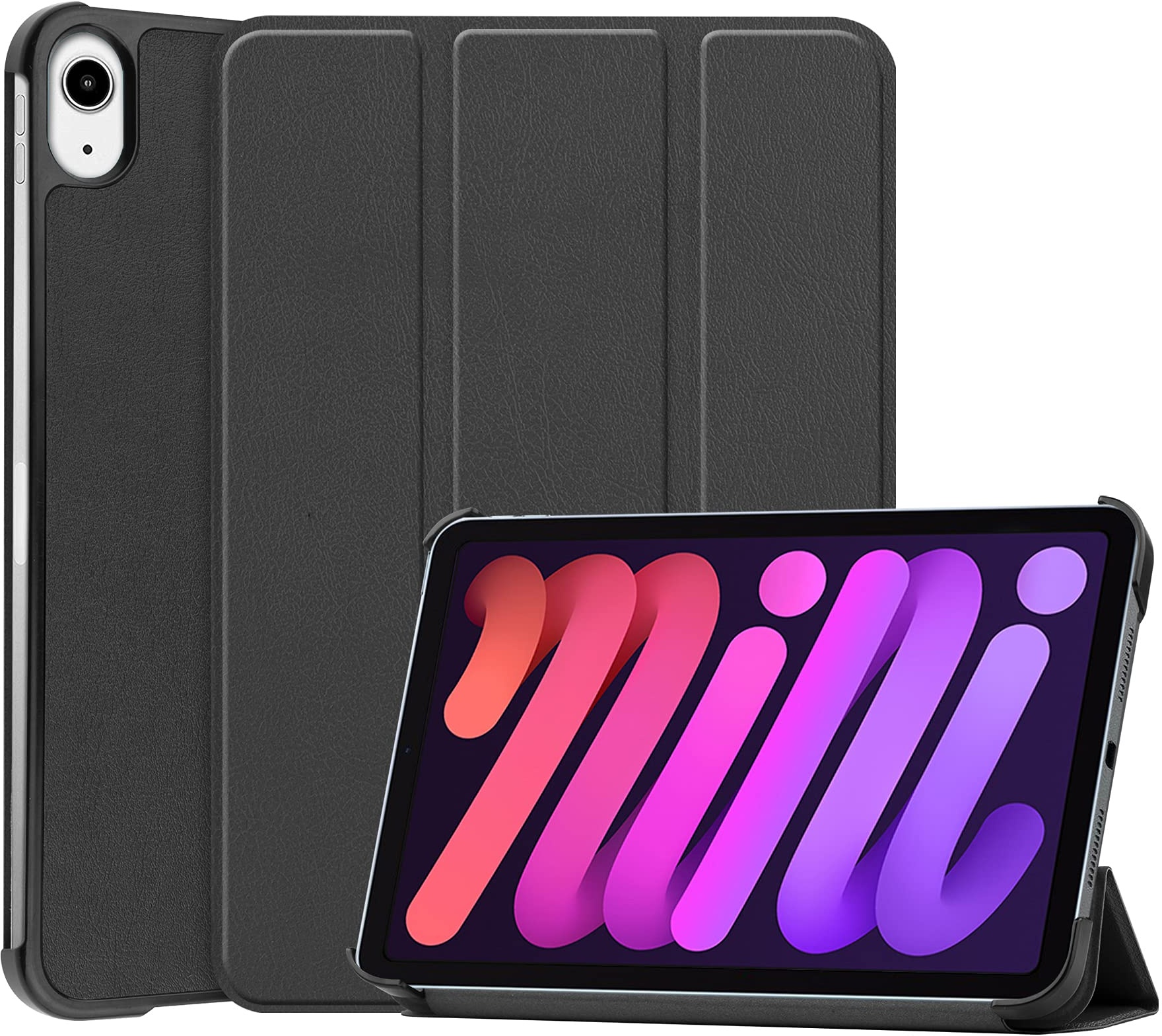 Lobwerk Hülle für Apple iPad Mini 6 2021 6. Generation 8.3 Zoll Smart Cover Etui mit Standfunktion und Auto Sleep/Wake Funktion Schwarz