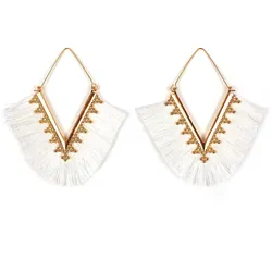 Paar Ohrhänger FIRETTI "im geometrischen Design", gold (gelbgoldfarben, weiß), Ohrringe, Damen, Metall-Polyester, Metall, Polyester