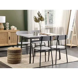 Beliani Esszimmer, Set VELDEN Hellgrau 4-Sitzer