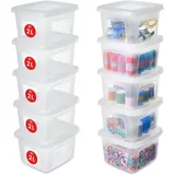 Iris Ohyama Vielseitige Aufbewahrungsboxen, 2L, 10er-Set, Transparent, Deckel leicht schließbar, Stapelbar, Plastik, Für Schrank, Regale,