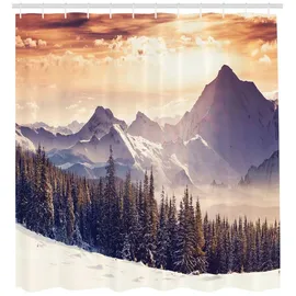 ABAKUHAUS Duschvorhang Winterabend Berg 175 x 240 cm lila