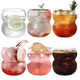 LOPYXBR 6 Stück Gläser Set, 380ml Bubble Gläser, Latte Macchiato Gläser Set, Aesthetic Gläser für Eiskaffee, Saft, Bier, Getränk, Wasser