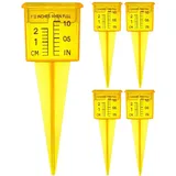 Wassermesser für Regen, Rasenwassermesser - Tragbarer gelber Garten-Regenmesser - 5 Stück quadratische Sprinklermessgeräte, breite Öffnung, Regenmessgeräte, Niederschlagsmessgerät für Terrasse, Rasen,