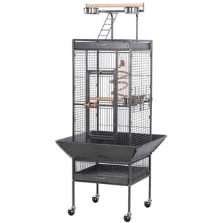 Yaheetech Vogelvoliere Grovüe Vogelkäfig mit Spielzeug und Schmutzwanneneinsatz Metall Nagerkäfig für Wellensittich 156 x 65,5 x 65,5cm