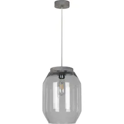BRITOP LIGHTING Pendelleuchte "Vaso", grau (grau, transparent), Lampen, Naturprodukt aus Kiefernholz, Nachhaltig, Hochwert. Rauch Glasschirm