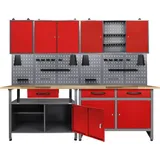 Ondis24 Werkbank Metall 240 cm rot/schwarz