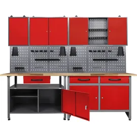 Ondis24 Werkbank Metall 240 cm rot/schwarz