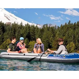 Intex Schlauchboot Excursion 4 Weiß inkl. Pumpe und Alu-Paddel