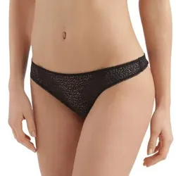 DKNY Modern Lace Trim Thong Schwarz Nylon Large Damen