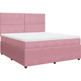 vidaXL Boxspringbett mit Matratze Rosa 180x200 cm Samt