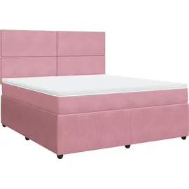 vidaXL Boxspringbett mit Matratze Rosa 180x200 cm Samt