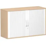 Geramöbel Rollladenschrank Holz 120 x 42,5 x 79,8 cm Silber/Buche abschließbar
