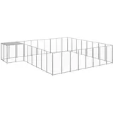 vidaXL Hundezwinger Silbern 20,57 m2 Stahl