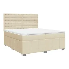 vidaXL Boxspringbett mit Matratze Creme 200x200 cm Stoff