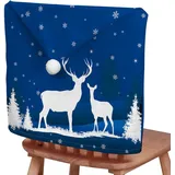 Hixingo Weihnachten Stuhlhussen 2 4 6 8 er Set,Blau Weihnachten Stretch Stuhlhussen Waschbar Stuhlbezug,Esszimmerstühle Stuhlbezüge für Küche,Restaurant,Bankett,Party Schutz (4er Set,Rentier)