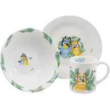 Stor Kinder Geschirrset Bluey - Keramik Teller, Schüssel und Tasse - Komplettes Essgeschirr in Geschenkbox für Kinder
