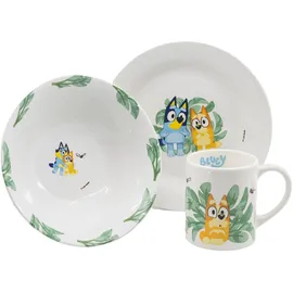 Stor Kinder Geschirrset Bluey - Keramik Teller, Schüssel und Tasse - Komplettes Essgeschirr in Geschenkbox für Kinder