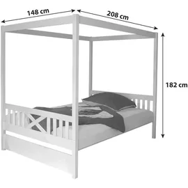 TICAA Himmelbett Lino 140 x 200 cm weiß