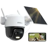 Imou 3K/5MP Solar Überwachungskamera Aussen Akku mit AI Personen-/Fahrzeugerkennung, 360° PTZ WLAN IP Kamera Outdoor Kabellos, Farbnachtsicht, 2-Wege-Audio, Sirene, Privatmodus, IP65Wasserdicht