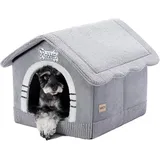 Jiupety Hundehütte für den Innenbereich, mit Rahmen, große Hundehöhle, isoliert, gemütlich