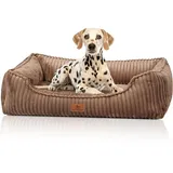Knuffelwuff orthopädisches Hundebett aus Breitcord Sedona S 70 x 50cm Braun | Abnehmbarer Bezug | waschbar | für große, mittelgroße und kleine Hunde