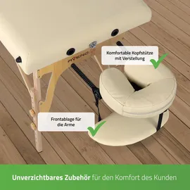 Habys Sonia 2 Zonen Massageliege, Klappbar aus Holz mit 165 | 60 cm, Belastung bis 250 kg - Beige
