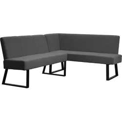 Eckbank HOME AFFAIRE "Gladiole", grau (anthrazit, schwarz), B:202cm H:84cm T:61,5cm, Polyester, Sitzbänke, mit Taschenfederkern, schwarzes Metallgestell, Breite 190 cm