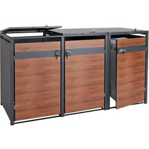 Mendler Mülltonnenbox HWC-J82 XL 3er/6er 97 kg braun