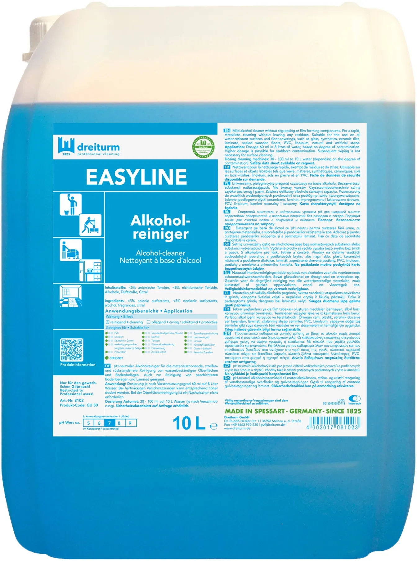 Dreiturm EASYLINE Alkoholreiniger 10 Liter Kanister