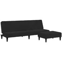VidaXL Schlafsofa 2-Sitzer mit Fußhocker Schwarz Samt - Schwarz