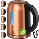 Kesser KESSER® 1,7 Liter Edelstahl Wasserkocher 2200W Temperaturwahl Warmhaltefunktion