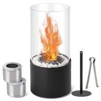 Ikodm Tischkamin Bio Ethanol Kamin Tischfeuer für Indoor & Outdoor Alkoholkamin mit Rundbogen mit 2 Brennkammern 130ml Ethanol Fassungsvermögen Wärme & Gemütlichkeit Rauchfrei, geruchsneutral