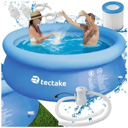tectake® Swimming Pool, rund, schneller Auf- und Abbau, reißfestes PVC-Gewebe