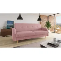 Sofnet Schlafsofa Kelso, mit Schlaffunktion und Bettkasten, Bettsofa mit Holzfüße und Wellenfeder rosa