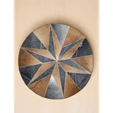 Provellus Patchwork Kuhfell Teppich – Sternenmotiv & Rund – Echtfell, handgefertigt & pflegeleicht