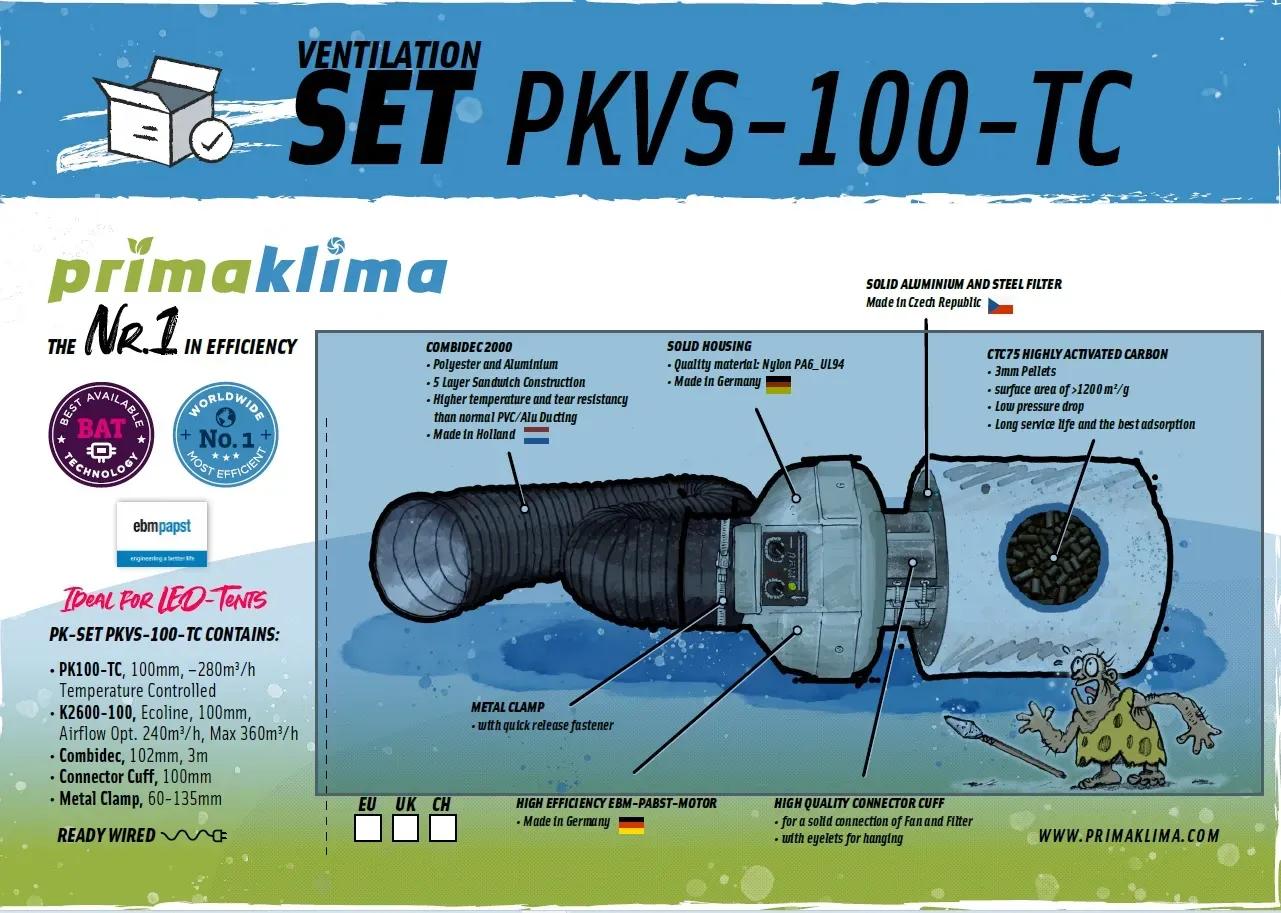 Prima Klima Lüftungsset Ø100 mm, Temp. Kontrolle