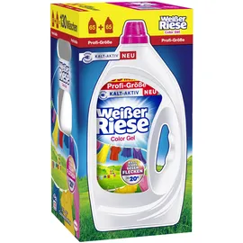 Weißer Riese Color Gel (130 Waschladungen), Color Waschmittel sorgt für strahlend saubere Wäsche & wirkt riesig stark gegen Flecken, Kalt-Aktiv schon ab 20° C, 100% recycelbar*