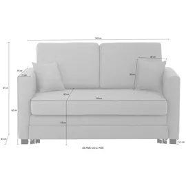 Home Affaire 2-Sitzer HOME AFFAIRE "Mexico", grau (beigegrau), B:140cm H:87cm T:83cm, Sofas, mit ausziehbarer Schlaffunktion