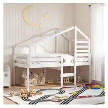 vidaXL Kinderbett Dach 198 x 97 x 113 cm Kiefer massiv weiß