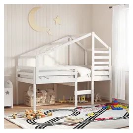vidaXL Kinderbett Dach 198 x 97 x 113 cm Kiefer massiv weiß