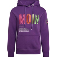 Zwillingsherz Sweatshirt, mit aufgesticktem „Moin“-Schriftzug in Neonfarben, lila