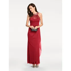 Abendkleid HEINE "Abendkleid", Damen, Gr. 44, Normalgrößen, rot, 100% Polyester, unifarben, lang, Rundhals, ohne Ärmel, Kleider