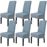 Jaotto Stuhlhussen 6er Set Stretch, XL Stuhlhussen Abwaschbar Waschbarer Elastische, Stretch Stuhlschoner Große Stuhlbezüge für Esszimmer Büro Esszimmer Hotel Bankett(Blau Grau,Set of 6)