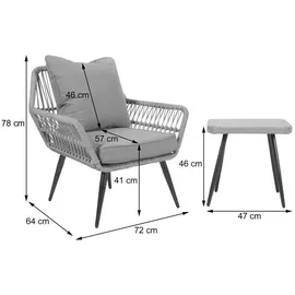 MCW Poly-Rattan Garnitur 7-tlg. Dunkelgrau