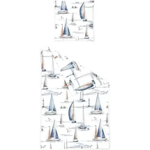 Traumschlaf Seersucker Segeltrip Blau 155 x 220 cm + 80 x 80 cm
