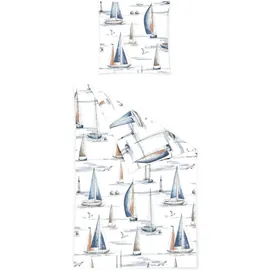 Traumschlaf Seersucker Segeltrip Blau 155 x 220 cm + 80 x 80 cm