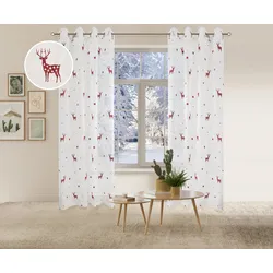 Gardine MY HOME "Elch" Gr. 4, rot, B:140cm H:245cm, Polyester, Gardinen