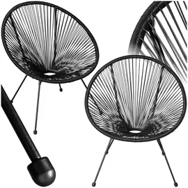 Tectake 2er Set Gartenstuhl 70,5 x 69 x 78 cm schwarz